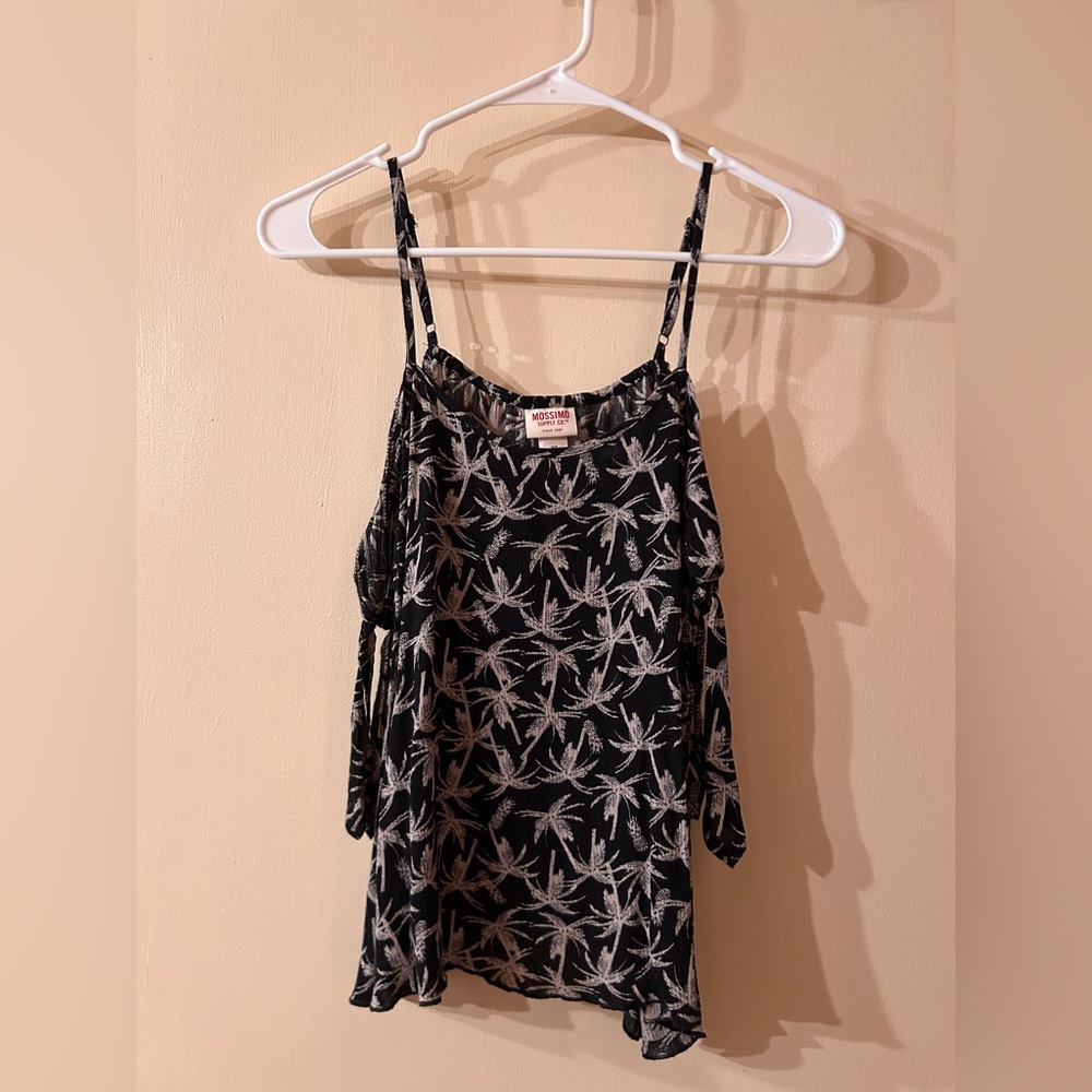 tropical/ palm tree blouse shell w/ decorative arm ties | Massimo (Target)